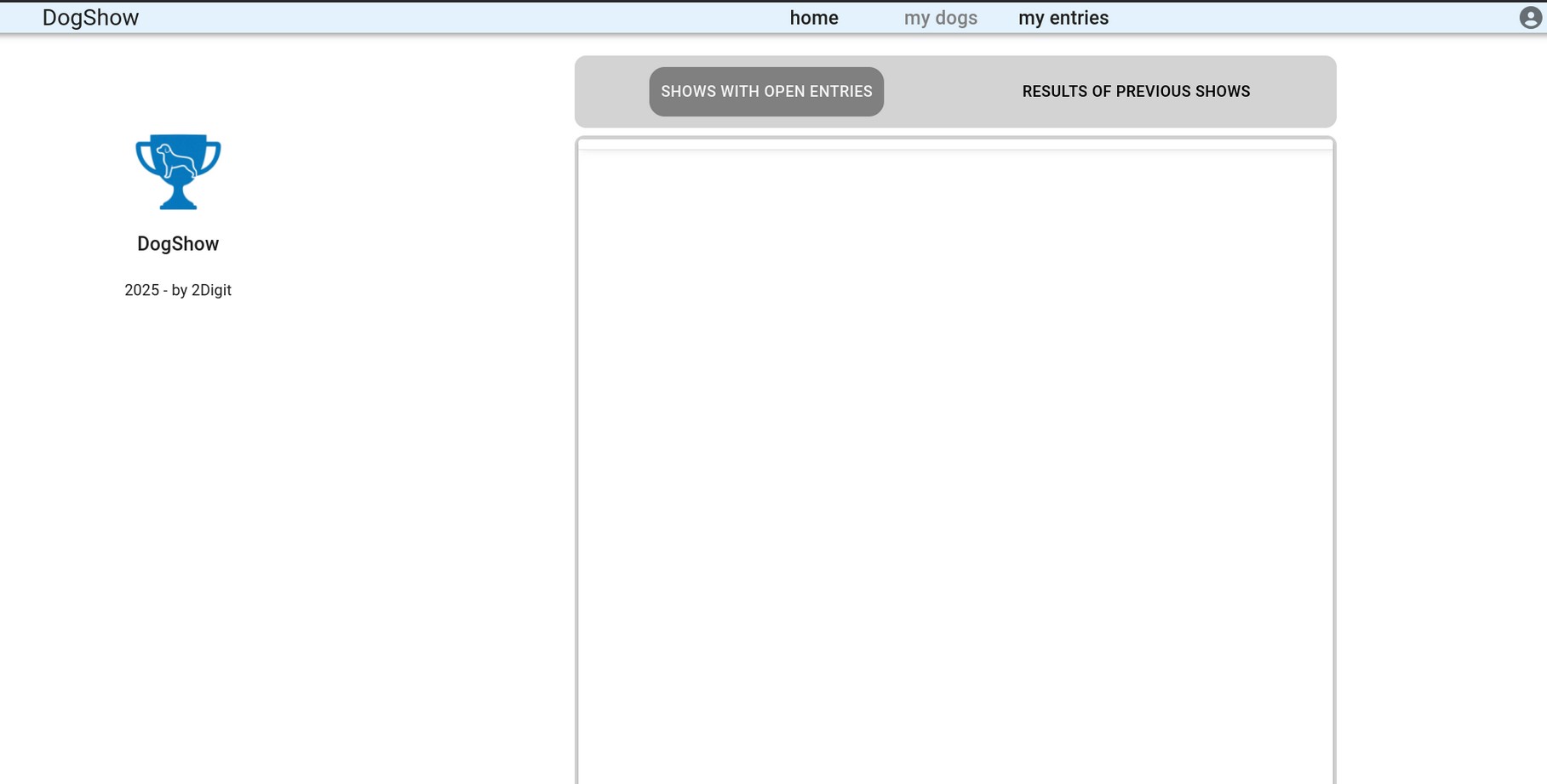 Subito dopo la registrazione l'account ha il menu di un espositore e nulla di più.